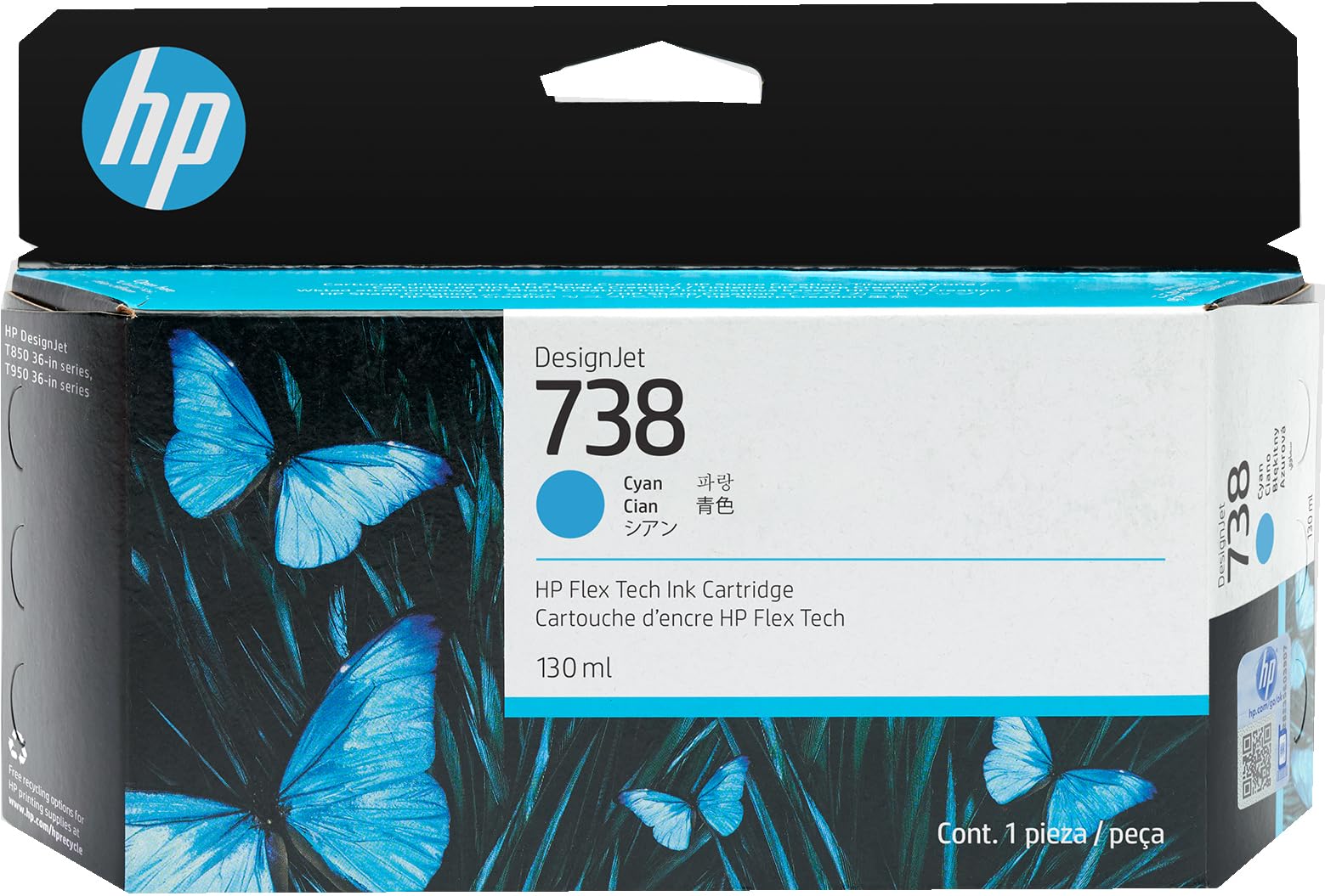 HP 738 130-ml Cyan DesignJet Ink Cartridge Druckerpatrone 1 Stück(e) Original Standardertrag