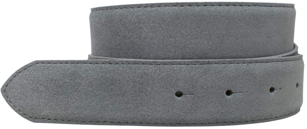 BELTINGER Gürtel aus Veloursleder ohne Schnalle 3,5 cm | Velour-Ledergürtel für Damen Herren 35mm | Wildleder-Gürtel | Dunkelgrau 85cm