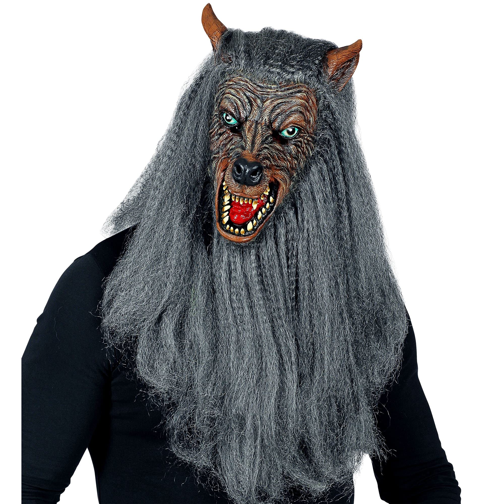 Widmann 00999 - Vollkopfmaske Werwolf mit Fell, Horror, Halloween, Karneval, Mottoparty