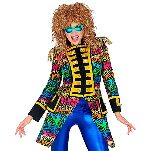 Widmann 51492 51492-80er Jahre Style Parade-Frack, Garde-Uniform, Leo-Look, Regenbogen-Streifen, Zirkusdirektor, Kostüm, Karneval, Mottoparty, Damen, Mehrfarbig, M