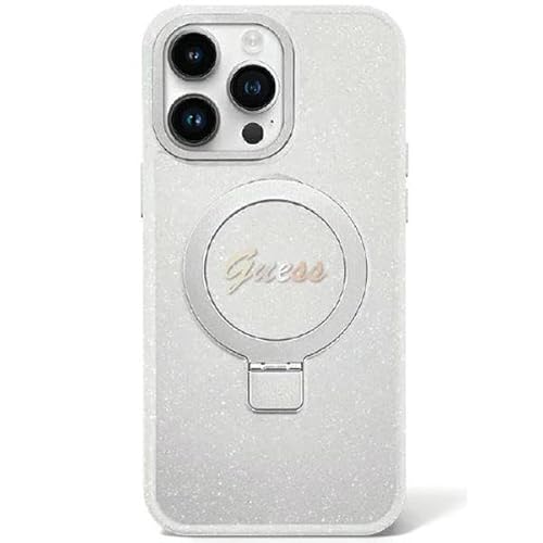 Guess GUHMP15MHRSGSD Hülle für iPhone 15 Plus 6.7" transparent hardcase Ring Stand Script Glitter