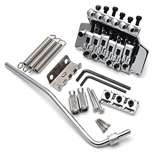 Tremolo Bridge 6 Saite Doppelverriegelung Tremolo-System Für E-Gitarre Tune-o-matic Steg (Color : Silver)