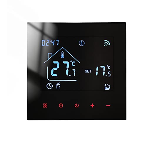 MincoHome Smart Thermostat Energie sparen WiFi Digitales Raumthermostat Fußbodenheizung Temperaturregler Kompatibel Amazon Alexa, Google Assistant (Schwarz Warmwasserbereitung/Gas-Heizkessel)