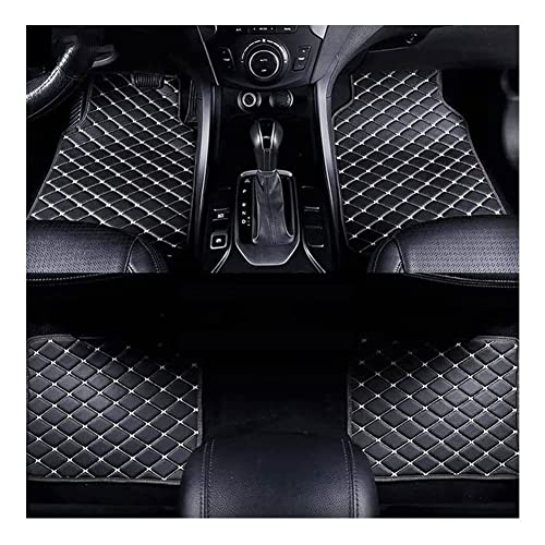 4pcs Auto Fußmatten Leder Für KIA Stinger/Stinger GT 2017-2021(LHD), Custom Fussmatten Allwetter Vorne Hinten Bodenmatte Set wasserdichte Automatten Teppiche ZubehöR,Black-beige