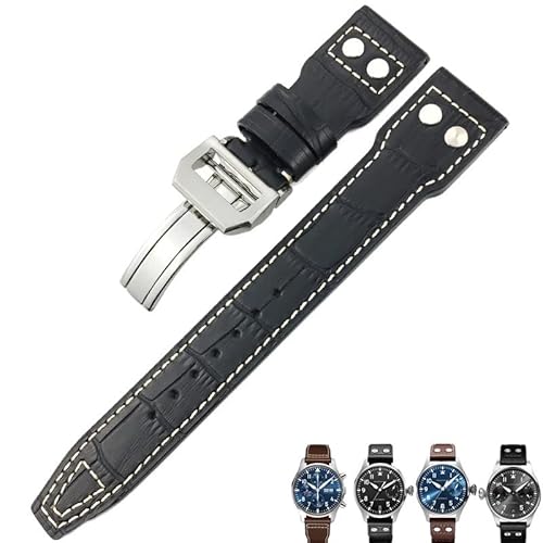 BANDKIT Uhrenarmband aus italienischem Rindsleder, für IWC Pilot Mark Portugieeser Portofino, 20 mm, 21 mm, 22 mm, 22 mm, Achat