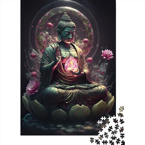 Kunstpuzzle für Erwachsene 1000 Teile Buddha Lustige Puzzles für Erwachsene 1000-teiliges Holzpuzzle für Erwachsene und Teenager 29,53 x 19,69 Zoll