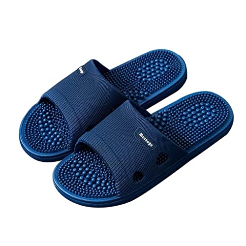 GHYUB Massage Schuhe,Akupressur Fußmassage Hausschuhe Für Fußpflege Entspannung, Durchblutungsfördernde, rutschfeste Massageschuhe Sandalen Bad, Dusche (Color : Blue, Size : EUR 41-42)