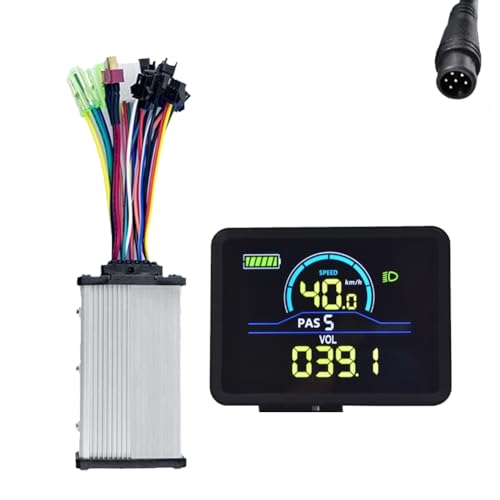 Lmzzdld P5C LCD-Anzeige für Elektrofahrräder, 24 V-60 V + 36 V/48 V, 350 W, Sinus-Controller, UART, E-Bike-Farb-LCD-Anzeige, 6-Polig