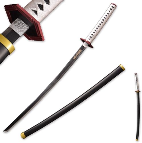 MAUXpIAO Sword Valley Demon Slayer Schwert aus echtem Metall, handgefertigtes Samurai-Schwert Cosplay-Anime-Schwert, ca. 104cm-rengoku/tanjiro/inosuke/kokushibou A Variety of Styles echt/A2/A