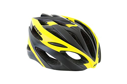 Massi Comp Helm für Radfahren, Sport und Outdoor, Schwarz/Gelb, 52-58 cm