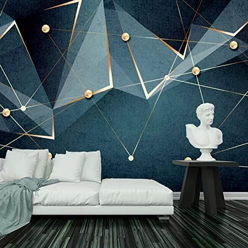 XLMING Kreativ Gold Geometrische Linien Vintage Nostalgie 3D Tapete Home Dekoration Wohnzimmer Sofa Schlafzimmer Tv Hintergrund Wand-200cm×140cm