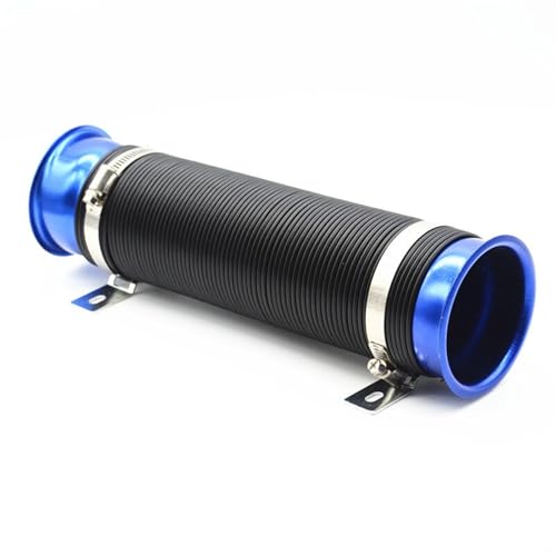 Auto Lufteinlass Ansaugschlauch Einstellbare 33,5-109cm Luftansaugschlauch Flexibles Rohr Filter Kaltfutter Kanal Induktion Kit Auto Ansaugrohr(Black Blue)