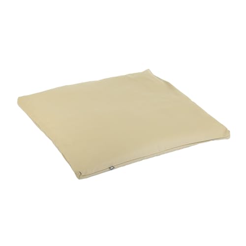 Bodhi Meditationsmatte ZABUTON | ECO Serie | Klassische Yoga Matte mit abnehmbarem Bezug aus 100% Bio-Baumwolle | Meditationsunterlage mit Reißverschluss | 80 x 80 x 7 cm | Light Taupe