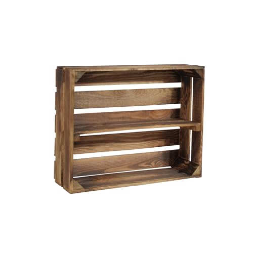 CHICCIE 4 Set Holzregal Schmalhanz 50x40x15cm - Geflammt 1x langes Regal