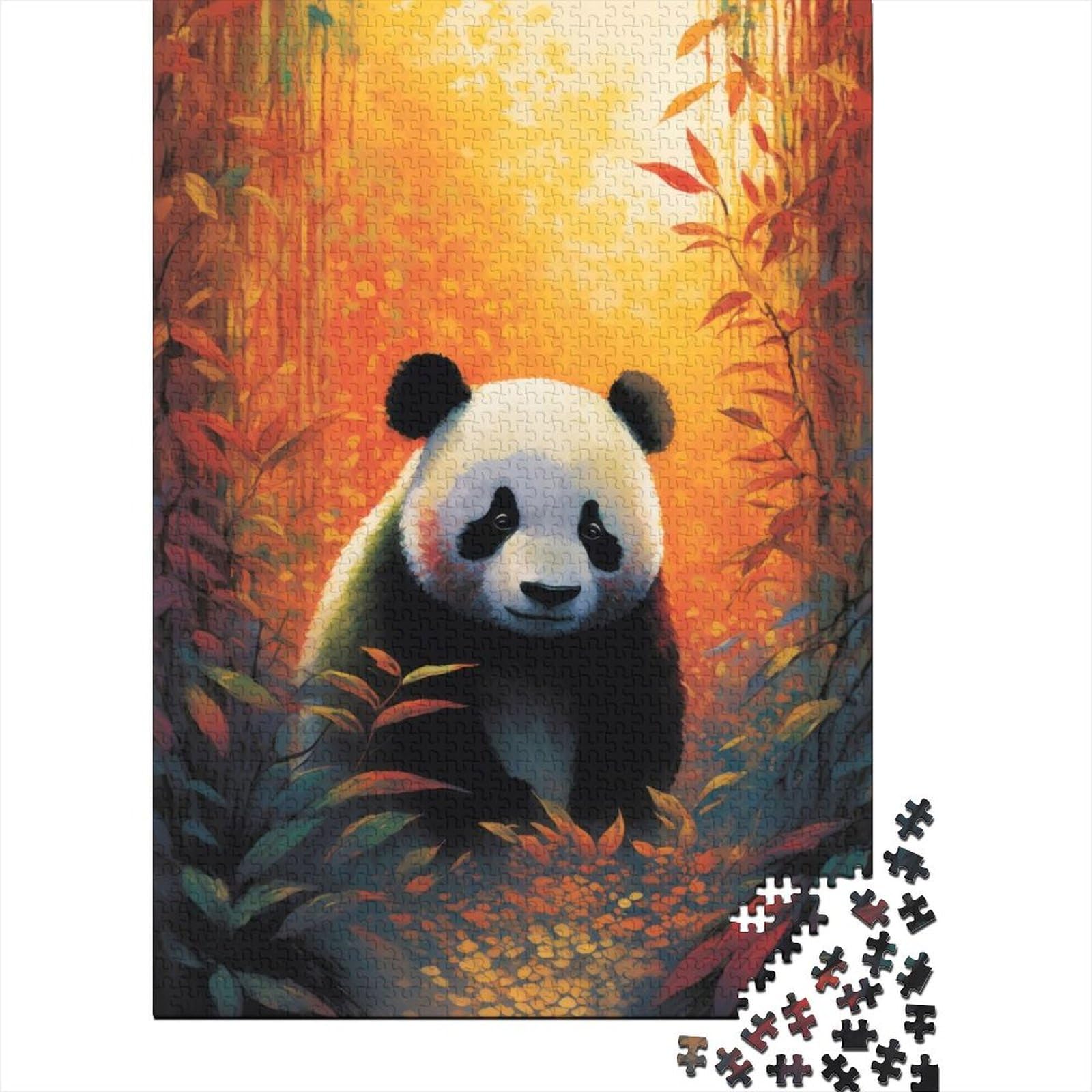 1000-teiliges Puzzle für Erwachsene und Teenager, Panda-Kunststil, Puzzles für Erwachsene und Teenager, nachhaltiges Puzzle für Erwachsene (Größe 29,53 x 19,69 Zoll)