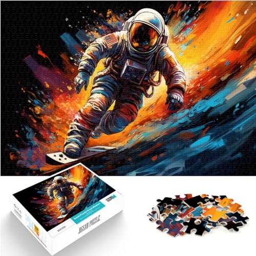 Puzzles für farbenfrohe, psychedelische Astronauten auf Skateboards. Puzzles 1000 Teile für Erwachsene, Holzpuzzles, Familienspaß, Puzzles 1000 Teile (50 x 75 cm)