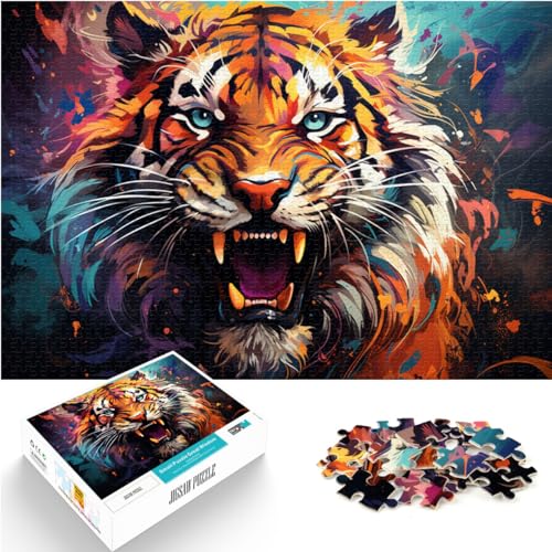 Puzzles für „Wütender Tiger“. Schwierige, anspruchsvolle Puzzles. 1000-teiliges Holzpuzzle ganze Familie und die 1000 Teile (50 x 75 cm)