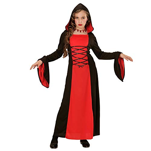 Widmann - Kinderkostüm Gothic Lady, Kleid mit Kapuze, Halloween, Karneval, Mottoparty