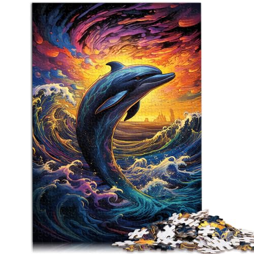 Puzzles für psychedelische Farbdelfine. Puzzles für Erwachsene, 1000 Teile, Holzpuzzles, Wanddekoration, einzigartige Geburtstags, 1000 Teile (50 x 75 cm)