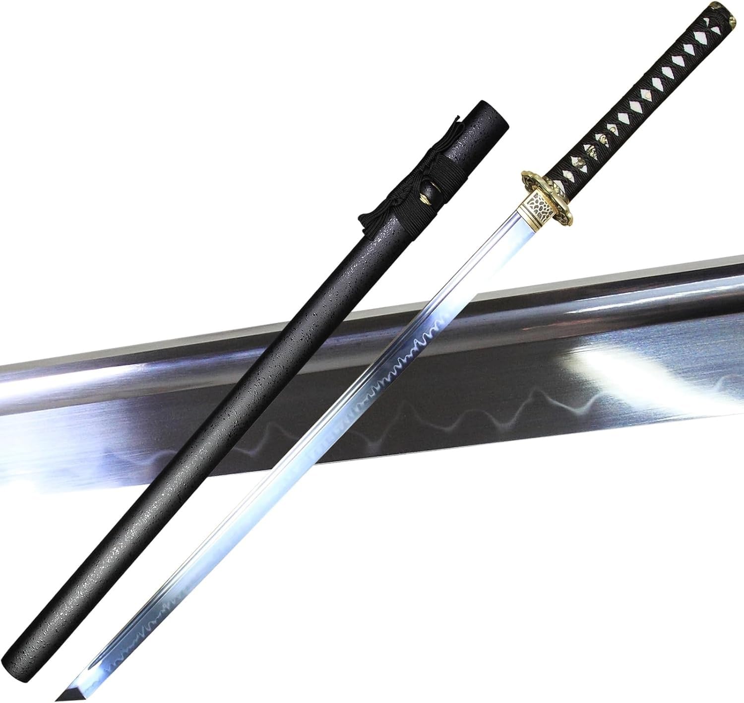 MAUXpIAO 102 cm gerade Klinge Samurai Schwerter Scharfe echte 1095 Stahl Brennende Klinge Katana Schwert echt/A/102CM