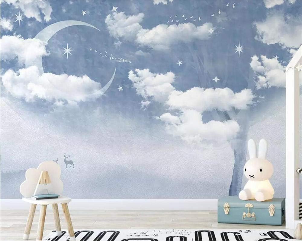 Die Bäume Die Sterne Der Mond Die Elche 3D Tapete Poster Restaurant Schlafzimmer Wohnzimmer Sofa TV Dekorative Wand-350cm×256cm