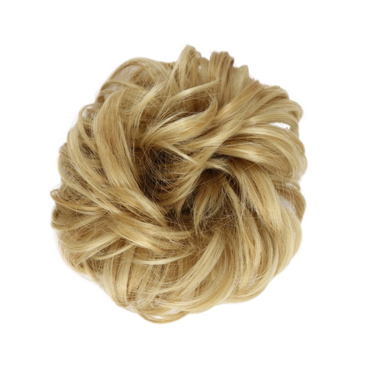 Haarteil Synthetischer Haarknoten, unordentlicher Chignon, Pferdeschwanz, Haarverlängerung, elastisches Gummiband, Haargummis for Frauen, blond, braun, gewellter Dutt Haarverlängerung(Q-22H27)