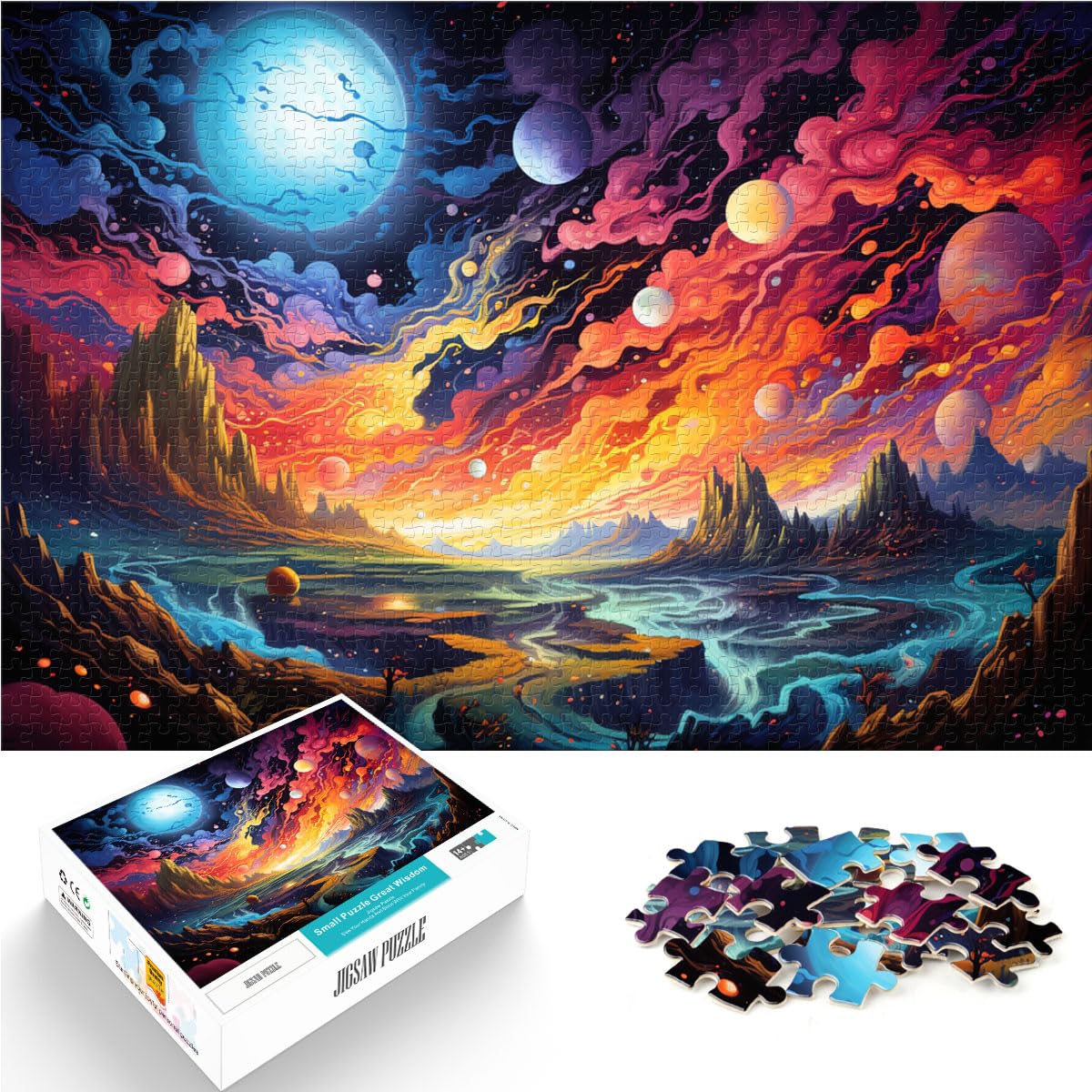 Puzzles, Geschenke, Spielzeug, Stellen Sie Sich farbenfrohe Universum vor, 1000 Puzzles für Erwachsene, 1000 Teile, Holzpuzzle als Geschenk zum Stressabbau (50 x 75 cm)