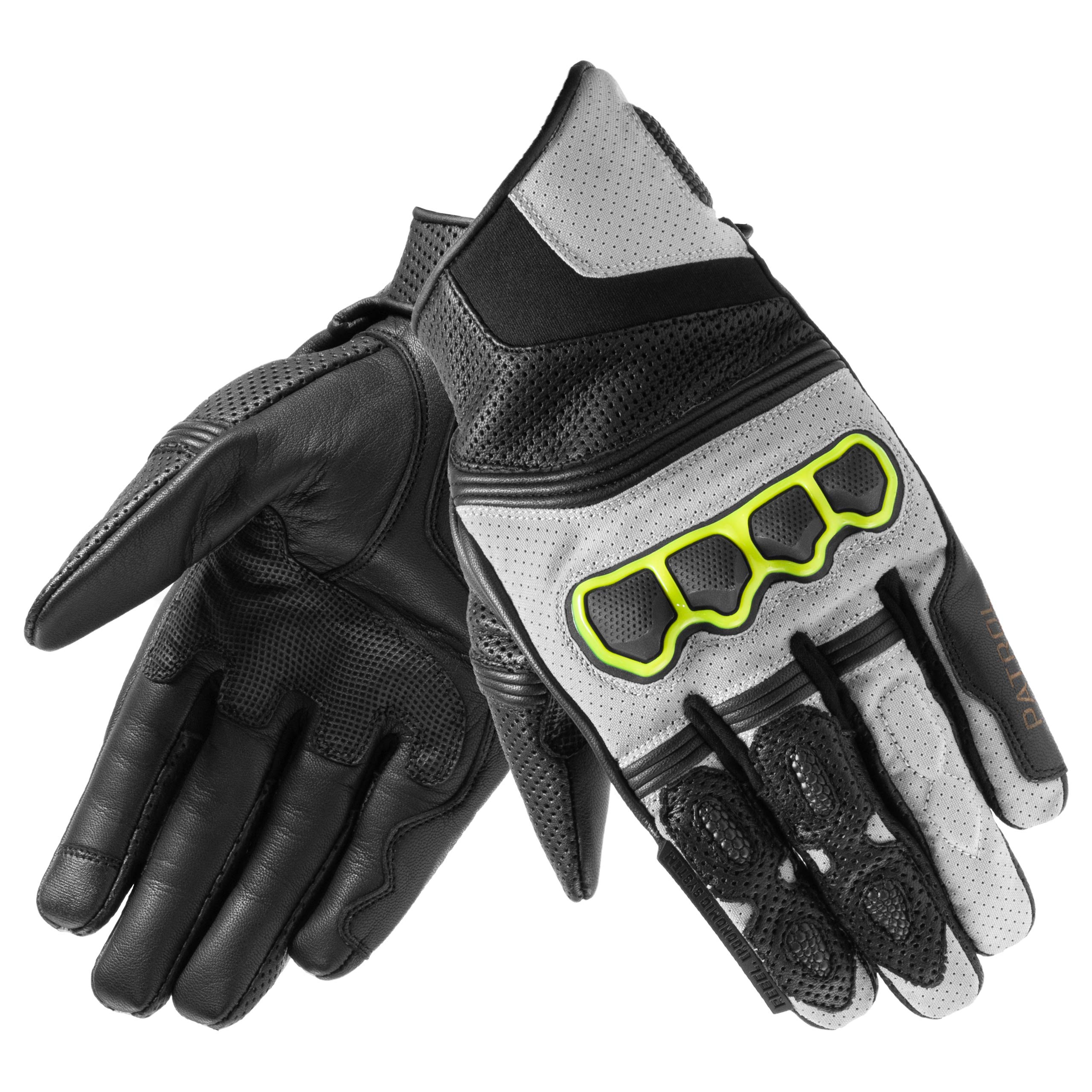 REBELHORN Patrol Short Leder Motorradhandschuhe für Männer Superfabric Panels und Fingerkappen Belüftung Flexible Elemente Touchscreen Friendly Pads