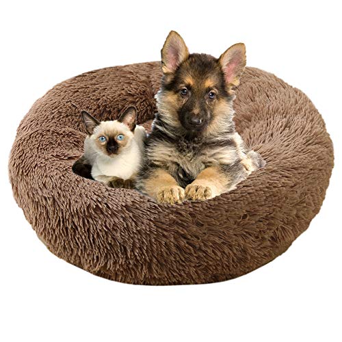 Rysmliuhan Shop hundebett kleine Hunde hundebett Grosse Hunde Katzen Donut Bett Donut Hundebett Luxus Hundebett Hundekomfortbett Haustiernest Light Coffee,60cm/23.6in