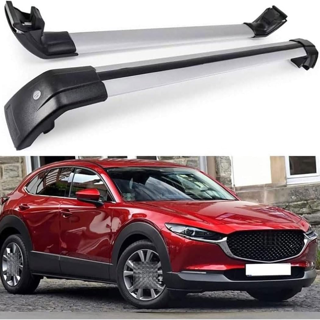 2 Stück Auto Dachträger für Mazda CX-30 CX30 2020-2022, Aluminium Dachgepäckträger Querträger Relingträger Gepackträger Transport DachbüGel Zubehör,C/Sliver~Black