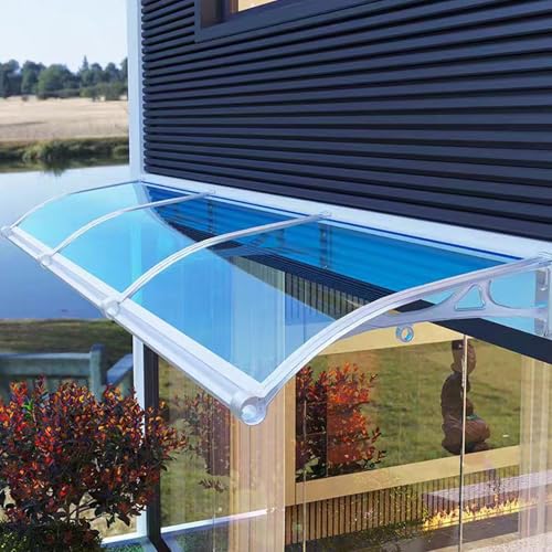 Vordach Haustür,Haustürvordach Pultvordach aus 2.5mm Dicke Polycarbonat,Sonnenschutz Regenschutz Türvordach,Vordach für Eingangstür Tragkraft 300 Kg,Veranda,Garage (60x200cm/24 x79)