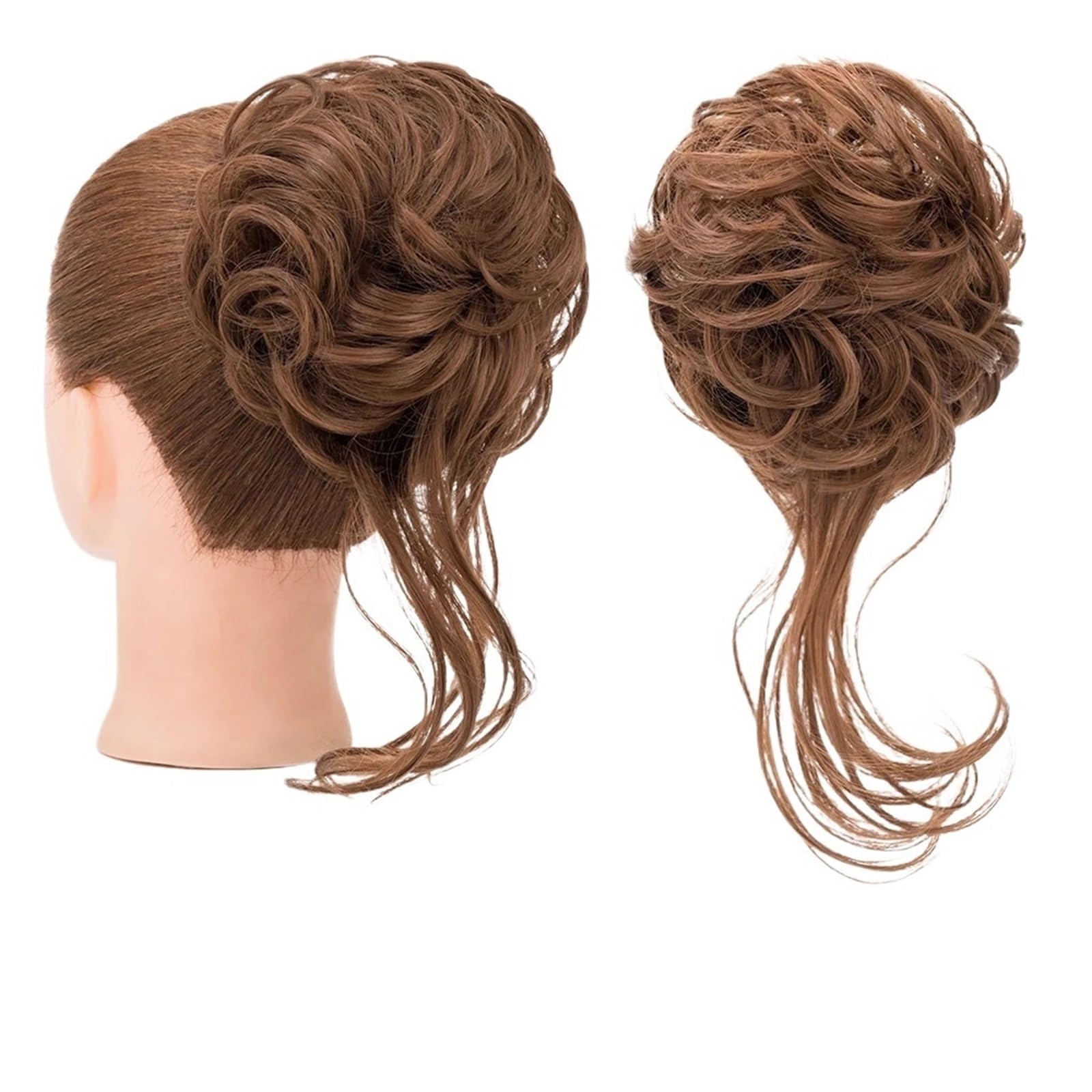 Haarteil Haargummi Synthetisches, lockiges, elastisches Band, Chignon, Donut mit Zöpfen, Haargummis, unordentliches Dutt-Haar, Hochsteckfrisur, Haarteile, Verlängerungen for Frauen Haarverlängerung(20