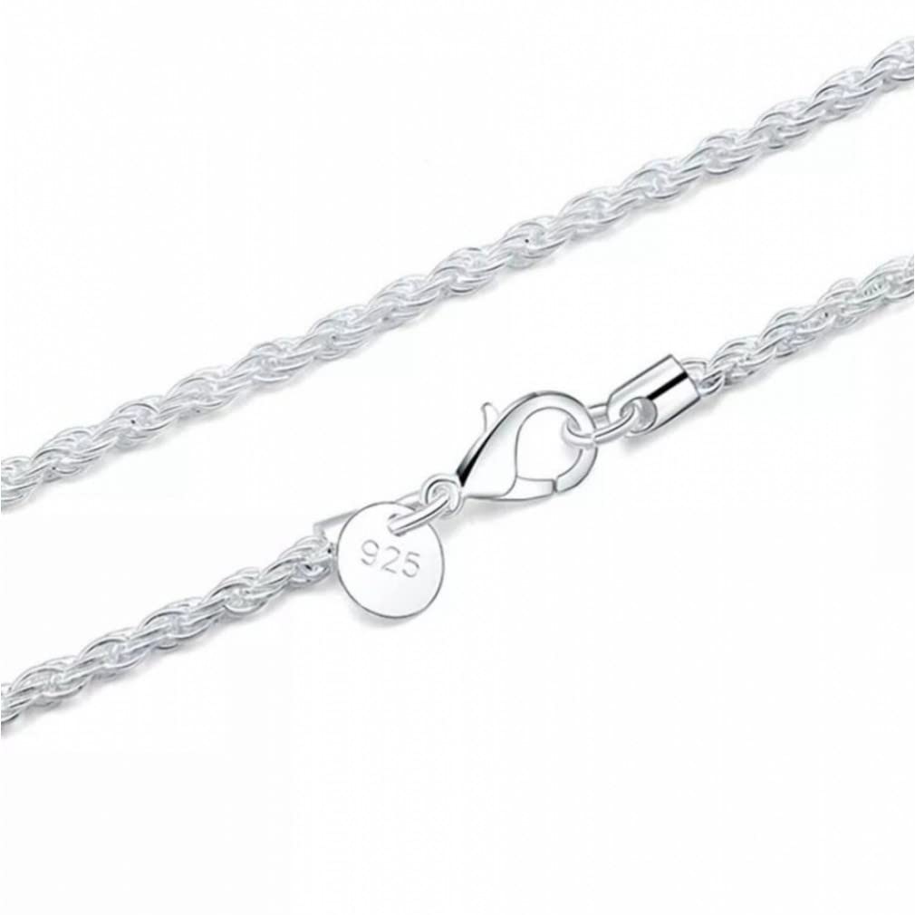 CLLBANT 925 Sterling Silber Herrenschmuck 3mm gedrehte Seilkette Halskette Größe 16-30 Zoll ()