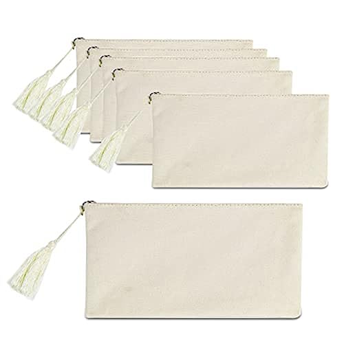 Knadgbft 6 Stück Leere Make-Up-, Kosmetiktasche, Große Kosmetiktasche (Beige, 21,6 X 13 cm)