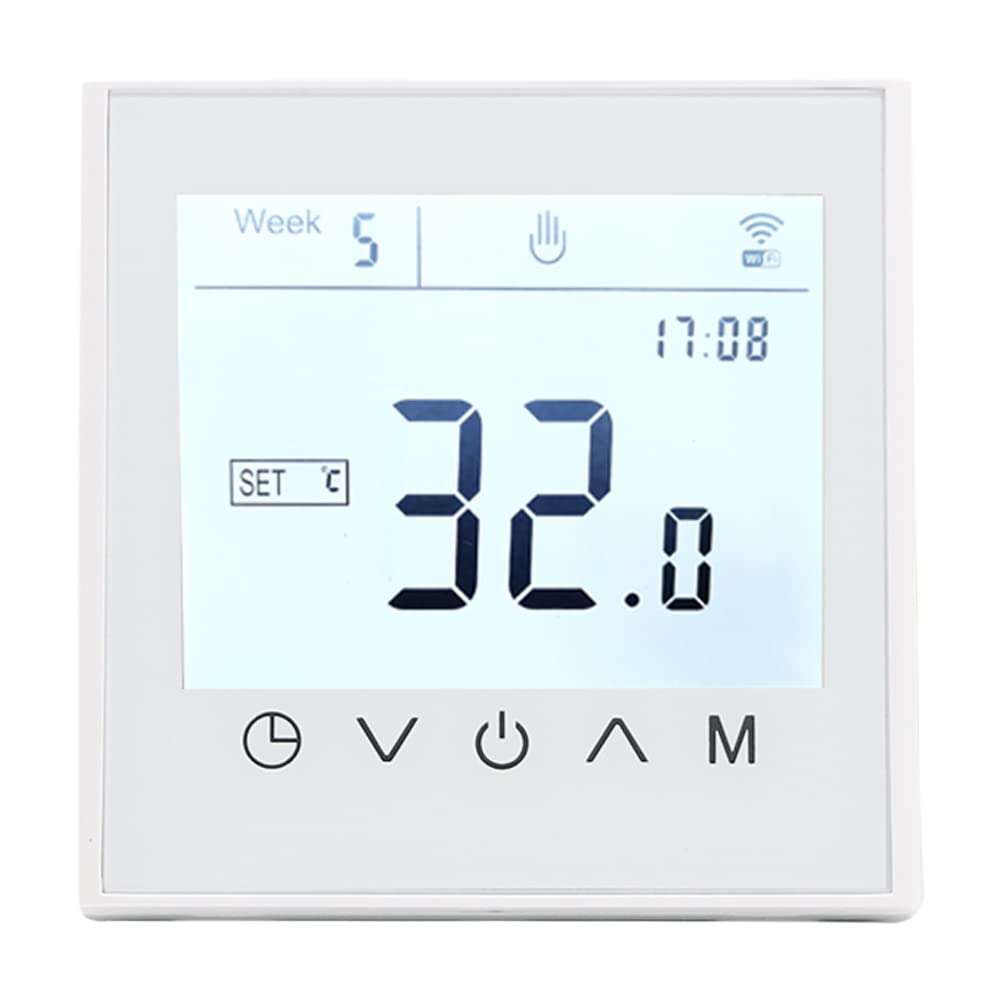 MincoHome Programmierbarer WiFi Thermostat Touch Screen Tuya Smart Temperaturregler für Elektro/Wasser/Gas Boiler Warme Fußbodenheizung Controller (Weiß Warmwasserbereitung)