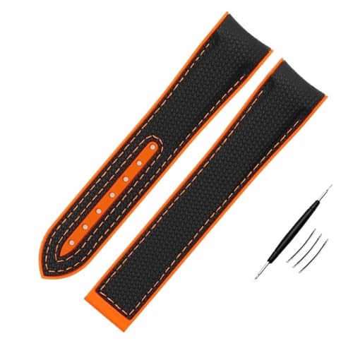 IOTUP Uhrenarmband aus hochdichtem Nylon-Silikon für Omega-Uhrenarmband, 20 mm, 21 mm, 22 mm, Gummi-Uhrenarmband, Faltschließe, gebogenes Ende, 21 mm, Achat