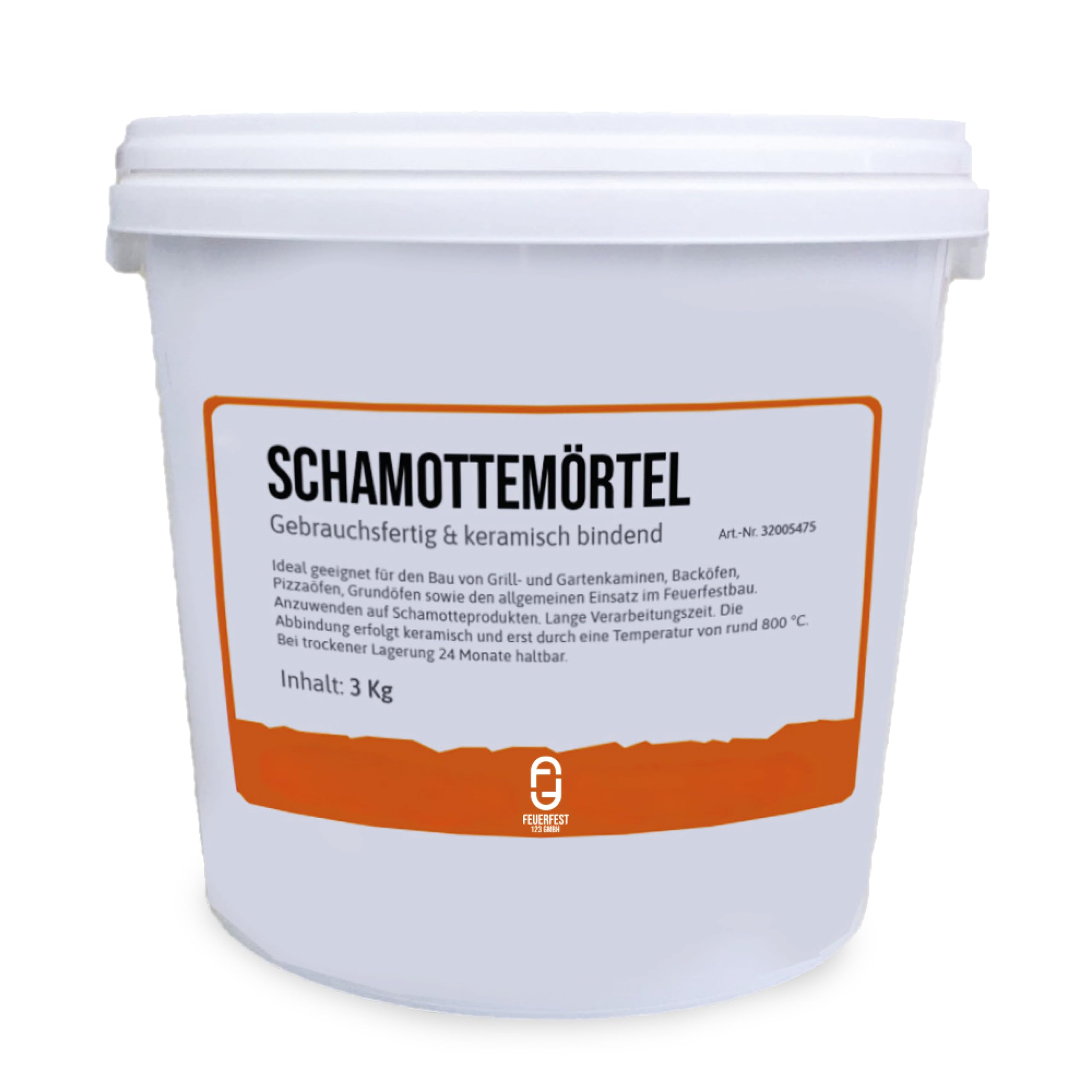 Feuerfest 123 - Schamottemörtel [Menge 3 kg] - Für Kaminöfen, Öfen & Grills - Feuerfester Mörtel 1.450 °C hitzebeständig - keramische Abbindung - Kaminmörtel Reparaturmörtel für Schamotte