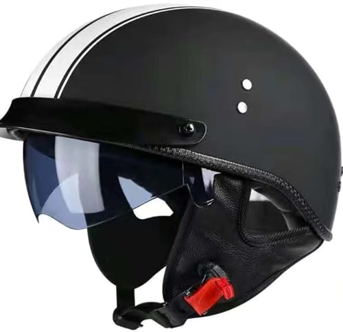 Motorradhelm, Offener Halbhelm Mit Sonnenblende, Retro-Vintage-Stil, Motorradhelm Für Jugendliche, Männer Und Frauen, DOT/ECE-Geprüft C,XXL61-62CM