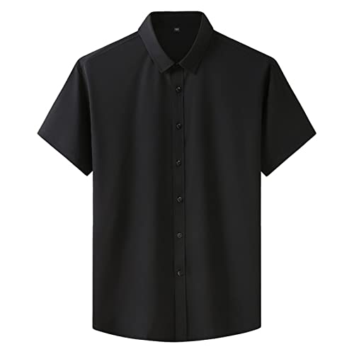 WINDEHAO L-9XL Sommer Herren Kurzarm-Shirt, lässig, locker, einfarbig, Business-Top, weich, atmungsaktiv, Übergröße