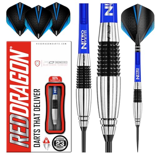 RED DRAGON Cyclone 23g - Tungsten Darts mit Flights und Schäfte (Steel Dartpfeile)