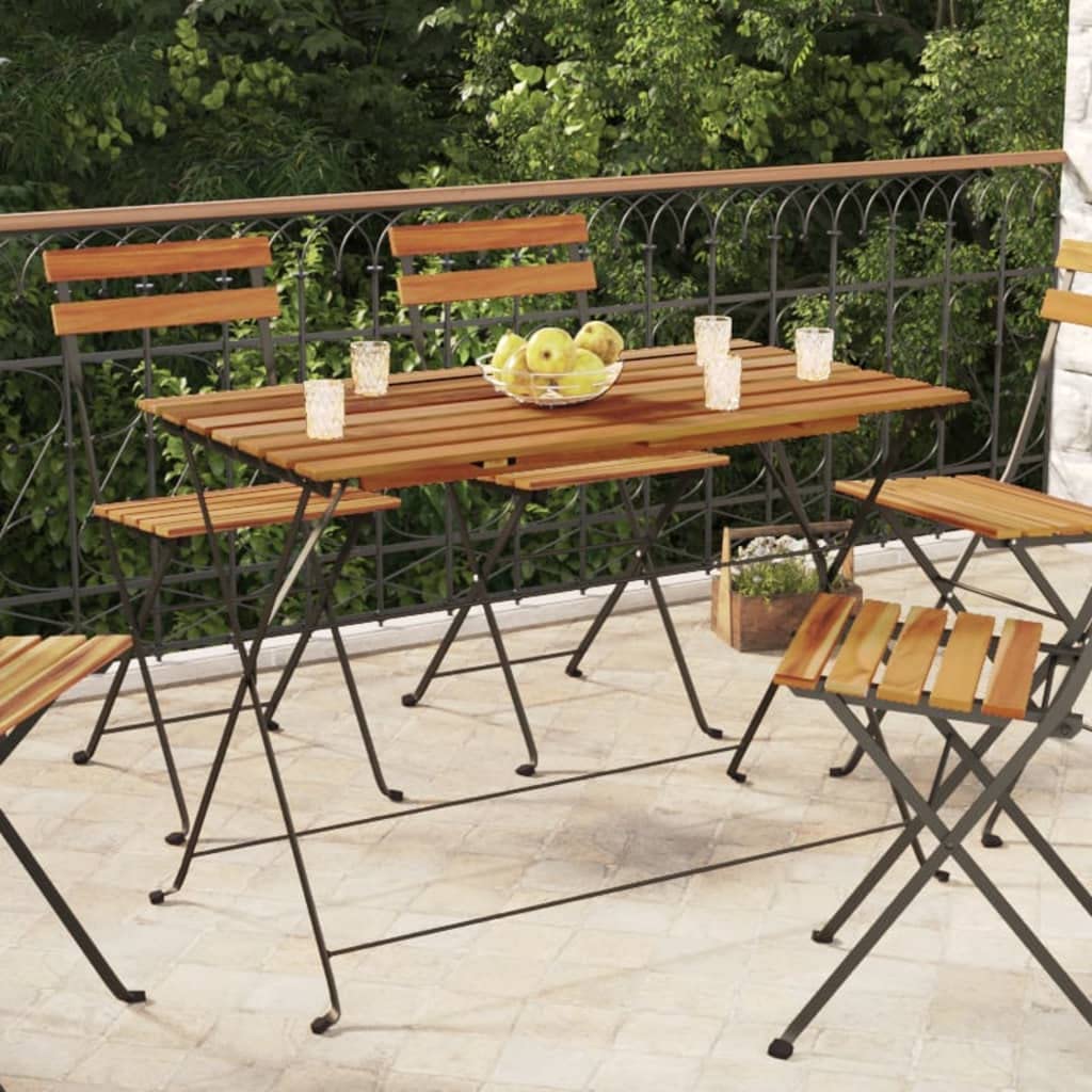 DYRJDJWIDHW balkontisch klappbar,klapptisch Balkon,Bistrotisch Klappbar 100x54x71 cm Massivholz Akazie und StahlIdeal für Gärten, Terrassen, Weihnachtsfeiern