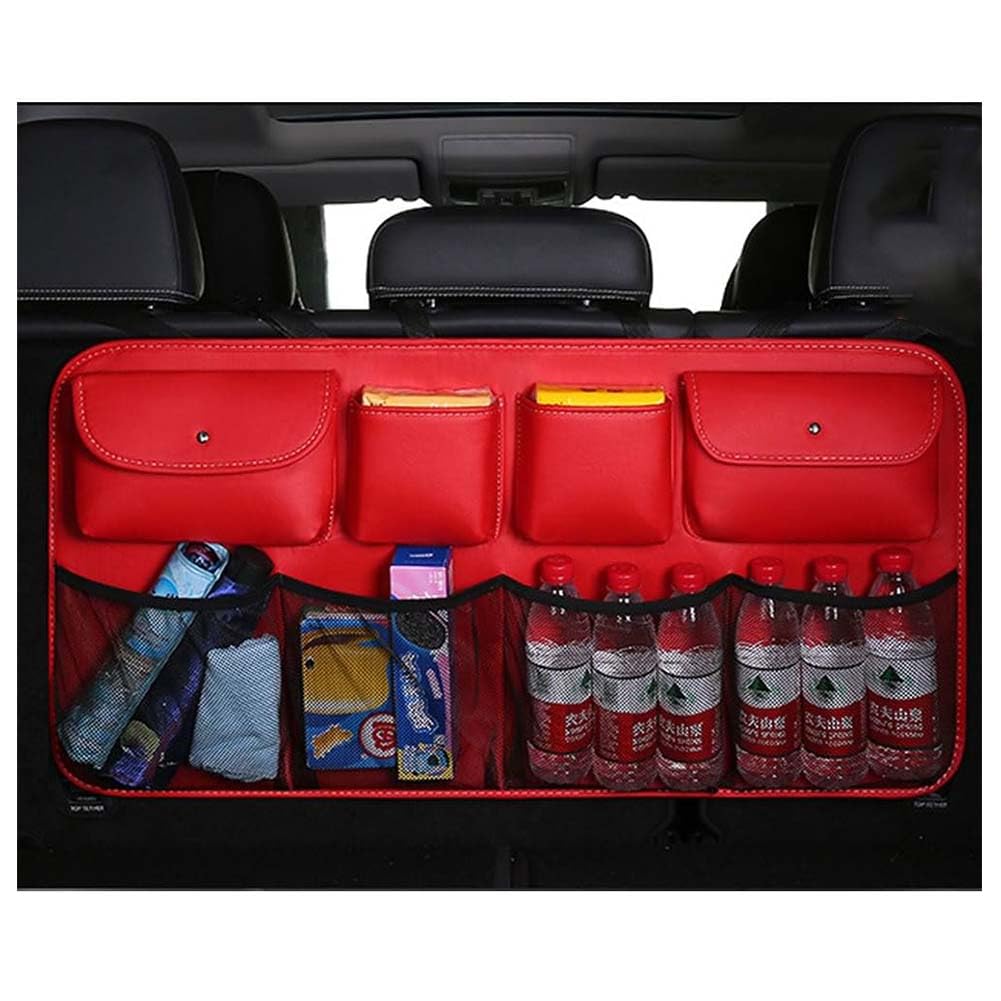 Auto Kofferraum Organizer für Toyota Corolla 2019-2025, Faltbar Aufbewahrungstasche mit Pocket Hängen Kofferraumtasche Rücksitz Organizer Zubehör,C/Red