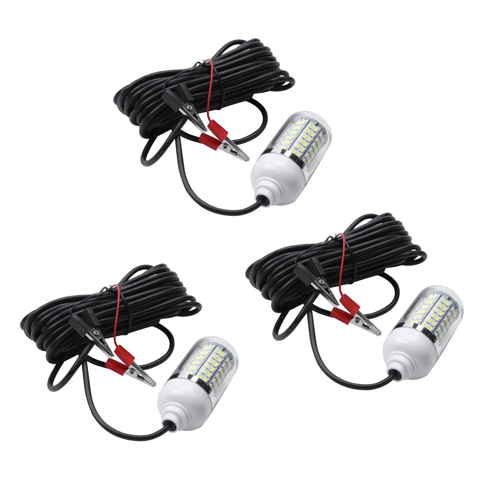 SICOSALT 3X 12 V 15 Watt Angeln Licht 108 Stücke 2835 LED Unterwasser Fischen Licht Lockt Fisch Finder Lampe Zieht Tintenfisch Krill (Weiß + Weißes Licht)