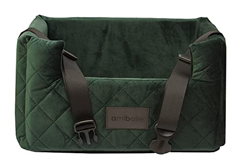 BOUTIQUE ZOO Exclusive Hunde Autositz | Autositz für Hunde, Katzen, Haustier | Rückbank, Beifahrersitz | Hundebett, Hundetasche | Wildlederimitat, Velvet | Farbe: Grün | Große: L (57x50 cm)