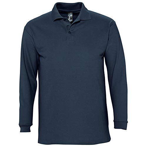 Sols Herren Winter II Pique Langarm-Shirt/Polo-Shirt, Langarm (2XL) (Marineblau)