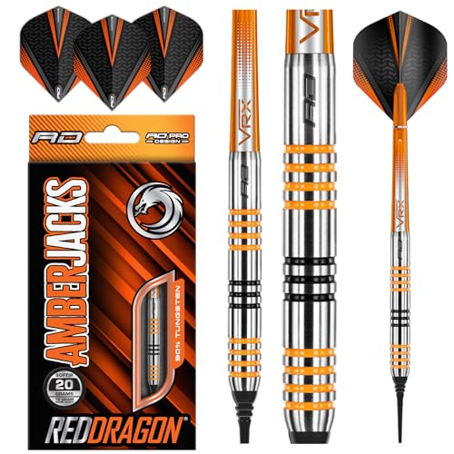 RED DRAGON Amberjack 3 - Softip 18 Gramm Wolfram Profi Dartpfeile Set mit Flights und Schäfte