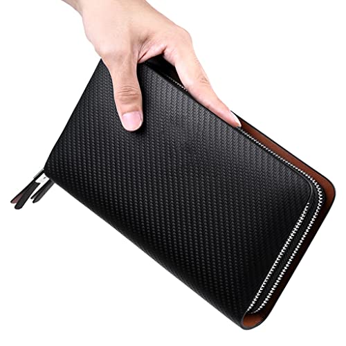 NEWNAN Herren-Geldbörse, Business, große Kapazität, Clutch-Bag, Clutch-Geldbörse, Doppelreißverschluss, Handtasche, Lange Herren-Geldbörse (Farbe: B, Größe: 19 x 9,5 cm)