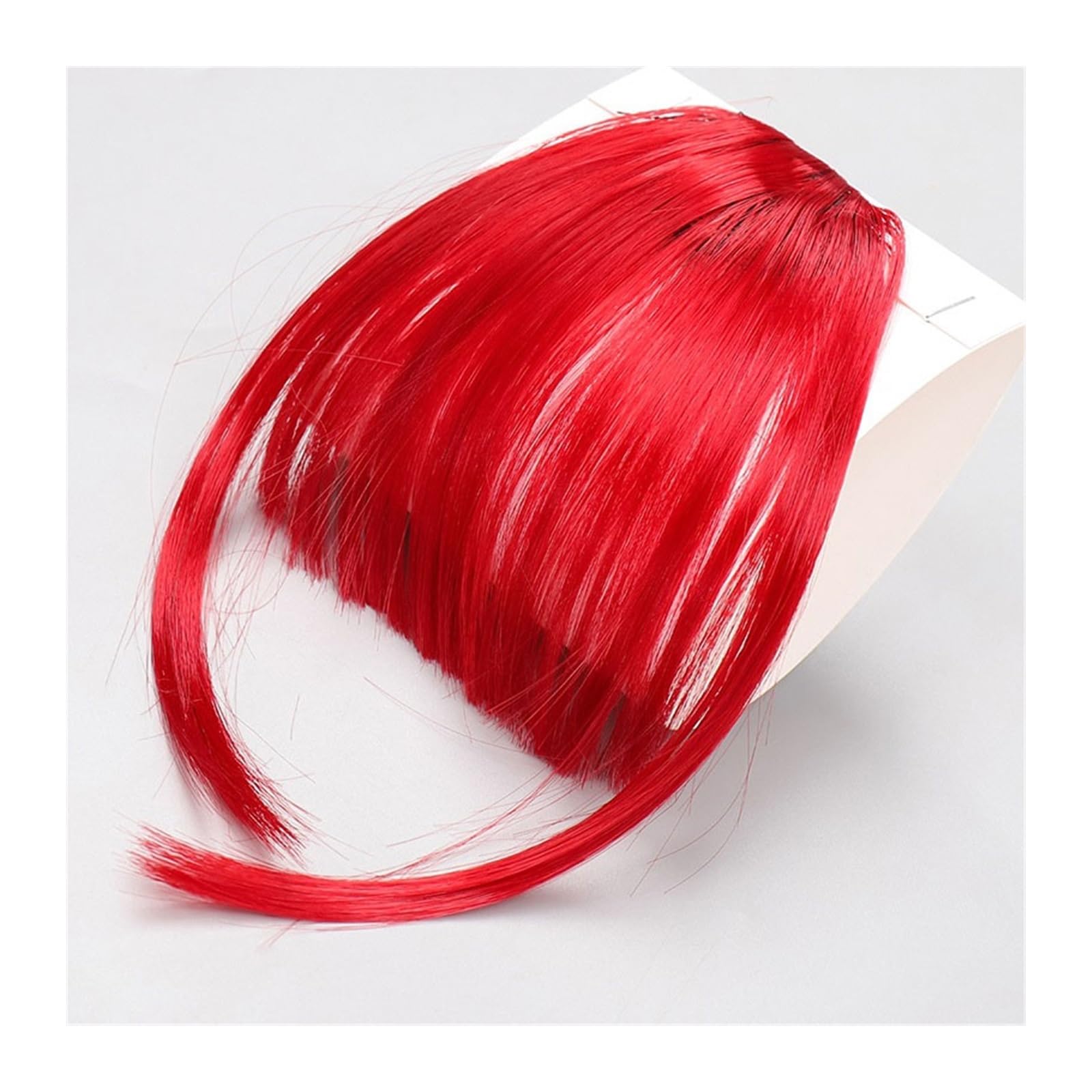 Pony Extension für Damen Synthetische Perücke, Air Bangs, for Damen, natürlich, kurz, braun, blond, schwarz, Kunsthaar, Fransenverlängerung Fringe Bangs(Red)