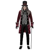 W WIDMANN MILANO Party Fashion - Kostüm Viktorianischer Vampir, Jacke mit Weste, Jabot, Handschuhe, Hut, Blutsauger, Halloween, Karneval, Mottoparty