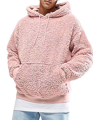 SOMTHRON Pullover Herren Hoodie Herren Kapuzenpullover Plüsch Hoodie Sweatshirt Teddy-Fleece Winter Pulli Warm Lose Pullover mit Taschen PI-2XL